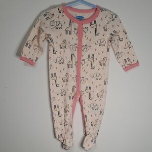 Little Me Cream and Pink Footies with Giraffe Print
